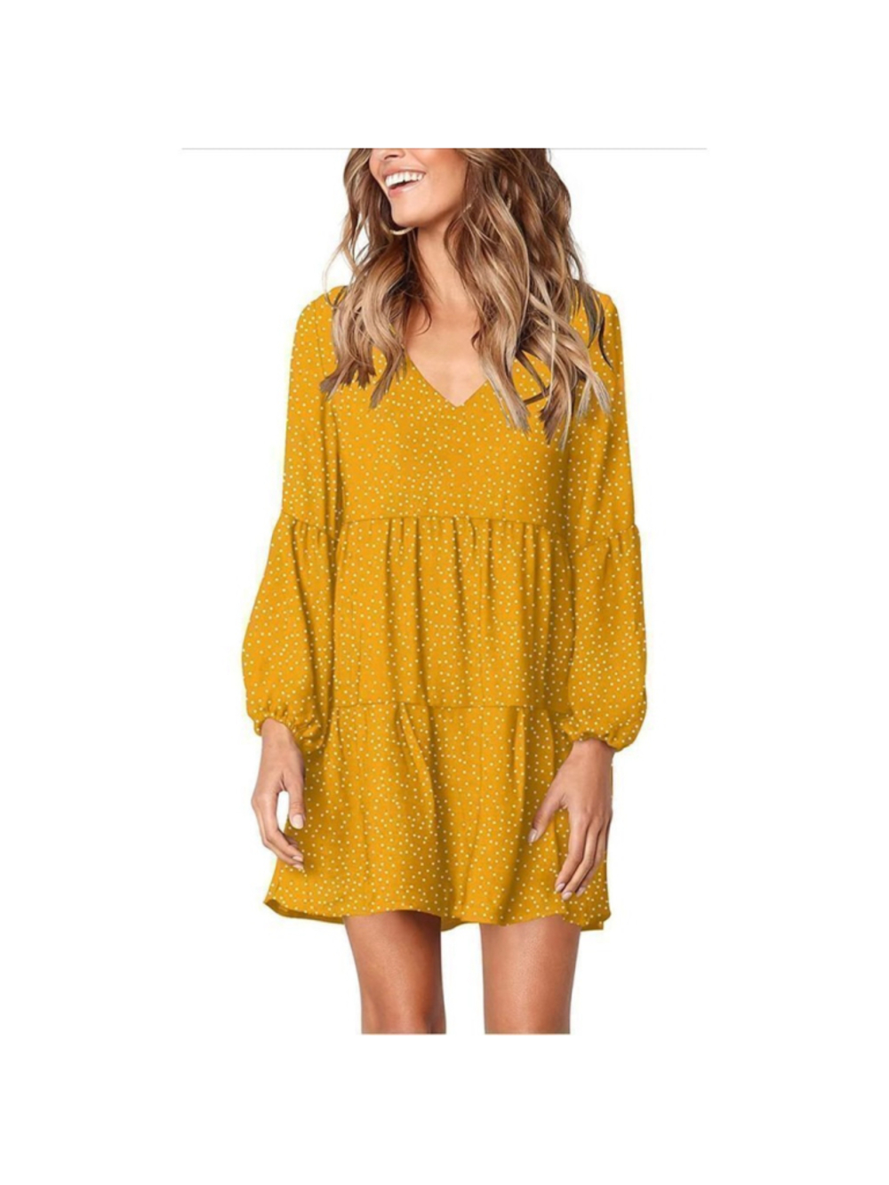 NEW Amoretu Tunic Dress V Neck Casual Loose Flowy Swing L